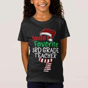 Santa's Favourite 3rd Grade Teacher Xmas Santa Red T-Shirt