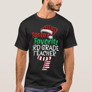 Santa's Favourite 3rd Grade Teacher Xmas Santa Red T-Shirt
