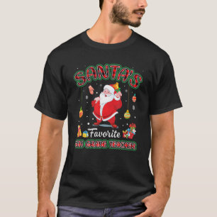 Santa's Favourite 6Th Grade Teacher Santa Red Plai T-Shirt