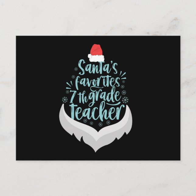 Santa's Favourite 7th Grade Teacher Funny Christma Postcard (Front)