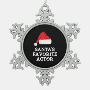 Santas Favourite Actor Christmas Acting Actress Snowflake Pewter Christmas Ornament