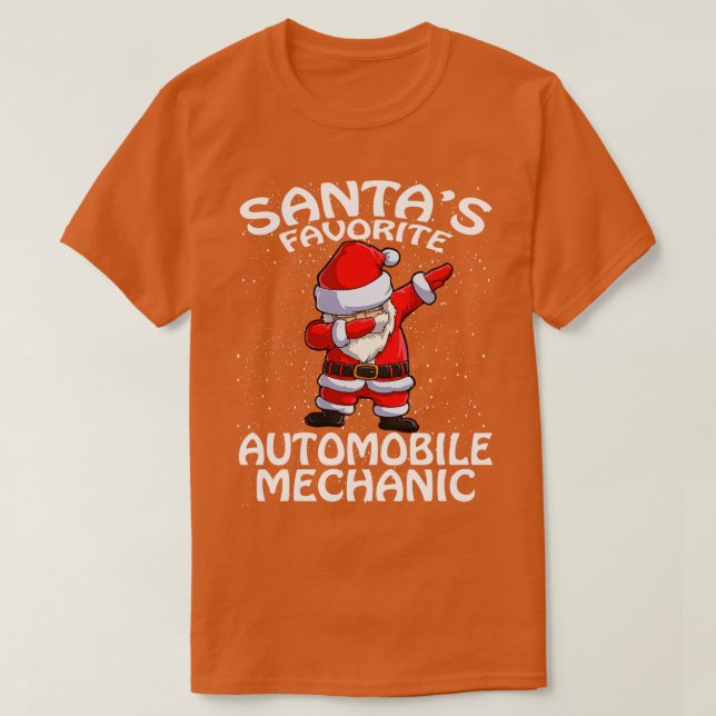 Santas Favourite Automobile Mechanic Christmas T-Shirt (Design Front)