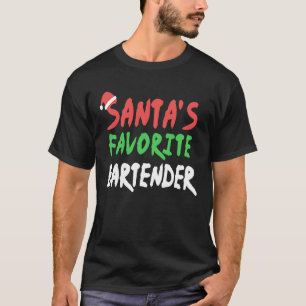 Santas Favourite Bartender Bartending Xmas  Christ T-Shirt