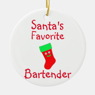 Santa's Favourite Bartender Ceramic Ornament