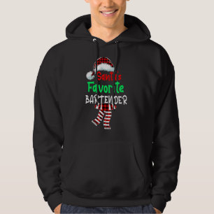 Santa's Favourite Bartender Christmas Santa Red Pl Hoodie