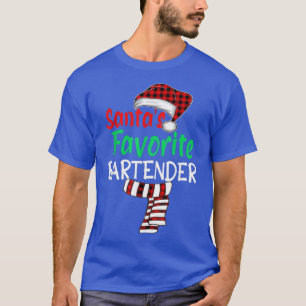 Santas Favourite Bartender Christmas Santa Red Pla T-Shirt