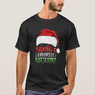 Santa's Favourite Bartender Funny Christmas Barten T-Shirt