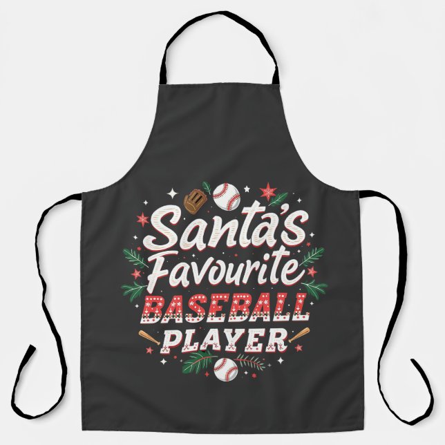 Santa's Favourite Baseball Player Christmas Tree Apron (Front)