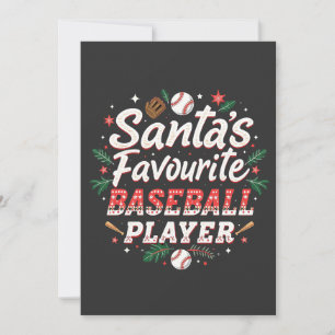 Santa's Favourite Baseball Player Christmas Tree Invitation