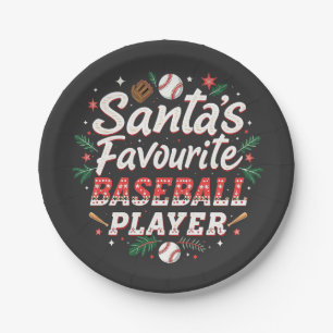 Santa's Favourite Baseball Player Christmas Tree Paper Plate