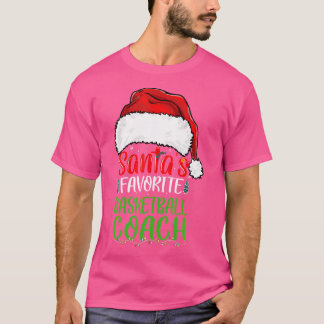 Santa'S Favourite Basketball Coach Funny Christmas T-Shirt
