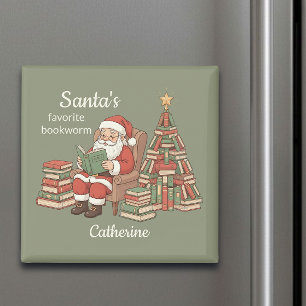 Santa's Favourite Bookworm Book Christmas Tree Magnet
