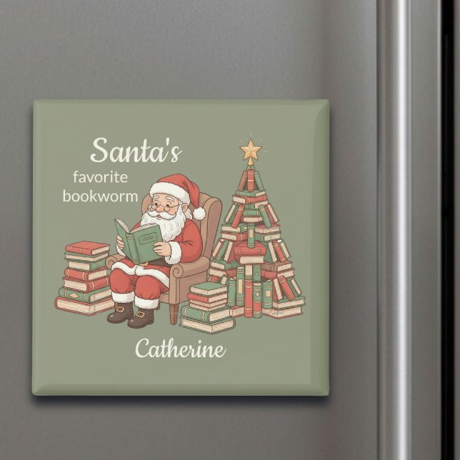 Santa's Favourite Bookworm Book Christmas Tree  Magnet (Creator Uploaded)