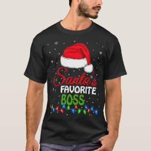Santa's Favourite Boss Santa Hat Lights Funny Chri T-Shirt