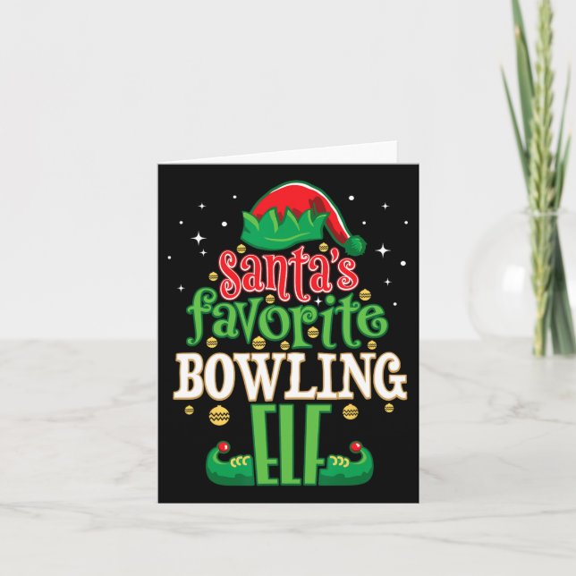 Santa's Favourite Bowling Elf Christmas Matching B Card (Front)