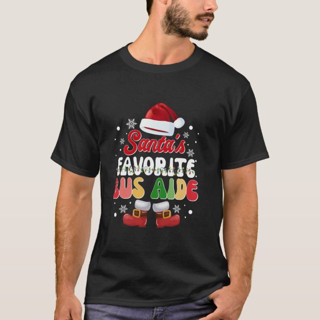 Santas Favourite Bus Aide Funny Santa Christmas Lo T-Shirt (Front)