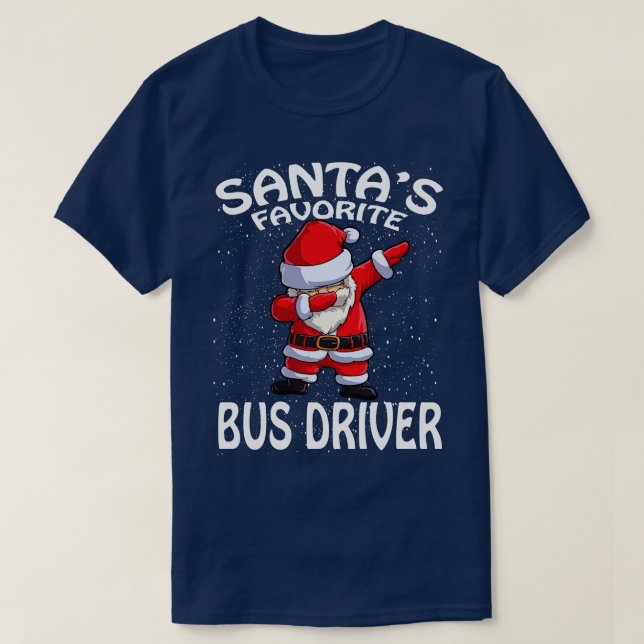 Santas Favourite Bus Driver Christmas T-Shirt (Design Front)