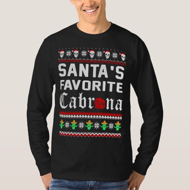 Santas Favourite Cabrona Mexico Cactus Skull Ugly  T-Shirt (Front)