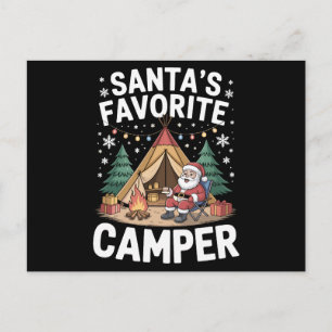 Santa's Favourite Camper Christmas Tent Campfire Holiday Postcard