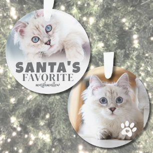 Santa's Favourite Cat Photo Christmas Ornament