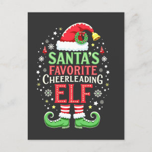 Santa's Favourite Cheerleading Elf Family Matching Announcement Postcard