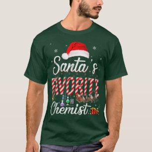 Santa's Favourite Chemist Hat Light In Snow Santa T-Shirt