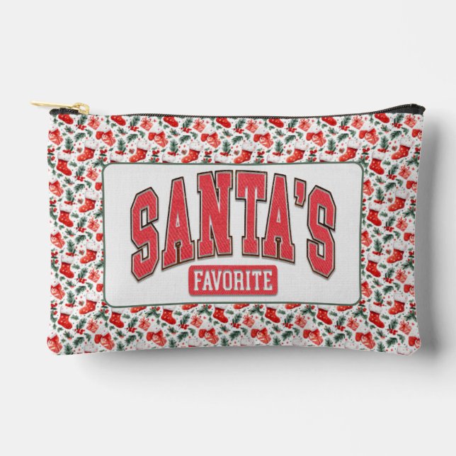 Santa's Favourite Christmas Themed Accessory Pouch (Front)