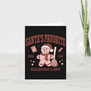 Santa's Favourite Cleaning Lady Christmas Retro Ho Card
