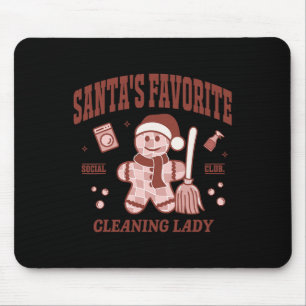 Santa's Favourite Cleaning Lady Christmas Retro Ho Mouse Mat