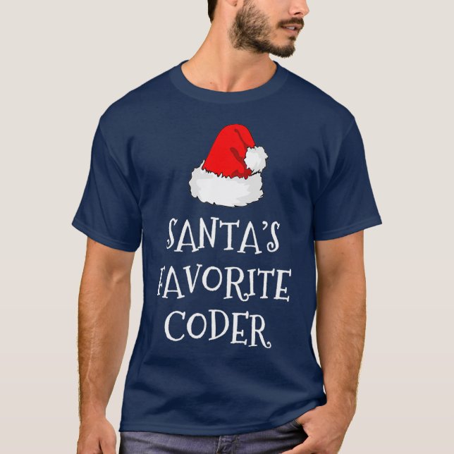 Santas Favourite Coder Gift Christmas Coding T-Shirt (Front)