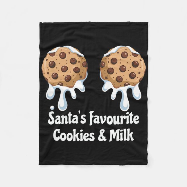 Santa's Favourite Cookies And Milk Breast Women's  Fleece Blanket (Front)