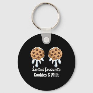Santa's Favourite Cookies And Milk Breast Women's Key Ring