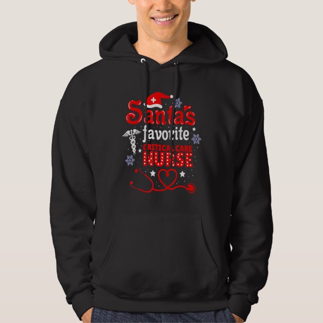 Santas Favourite Critical Care Nurse Christmas Icu Hoodie (Front)