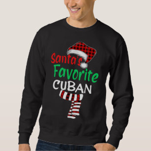 Santa's Favourite Cuban Christmas Santa Red Plaid Sweatshirt
