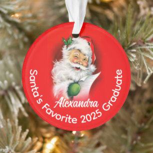 Santa's Favourite Custom Personalised 2025 Graduat Ornament