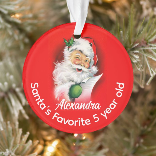 Santa's Favourite Custom Personalised Kids Name Ag Ornament (Tree)