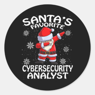 Santa's Favourite Cyber Security Analyst Christmas Classic Round Sticker