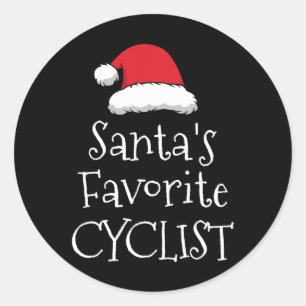 Santas Favourite Cyclist - Christmas Funny Cycling Classic Round Sticker