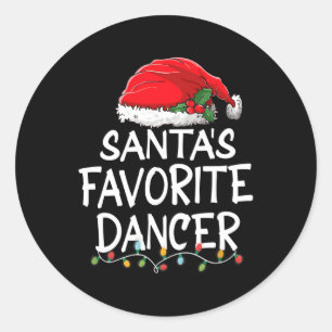 Santa'S Favourite Dancer Santa Claus Tree Lights Classic Round Sticker