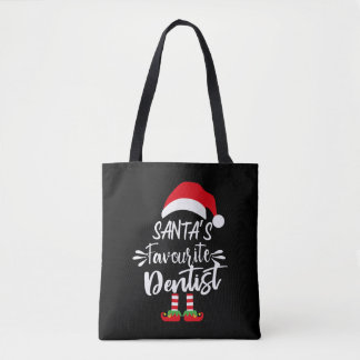 santa's favourite dentist- awsome christmas gift tote bag