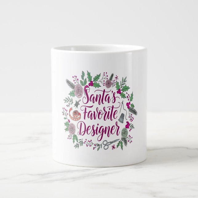 Santa's favourite designer Christmas sewing gift i Large Coffee Mug (Front)