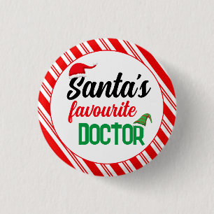 Santa's favourite doctor Christmas elf hat funny 3 Cm Round Badge