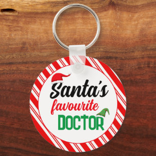 Santa's favourite doctor Christmas elf hat funny Key Ring
