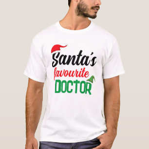 Santa's favourite doctor Christmas elf hat funny T-Shirt