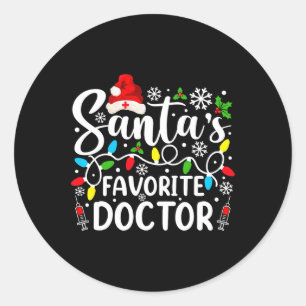 Santas Favourite Doctor Funny Christmas Family Mat Classic Round Sticker
