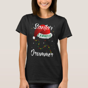 Santa's Favourite Drummer Christmas Tree Matching  T-Shirt