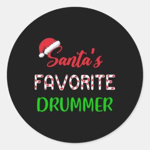 Santas Favourite Drummer Gift Fun Drum Christmas P Classic Round Sticker