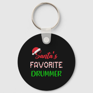 Santas Favourite Drummer Gift Fun Drum Christmas P Key Ring