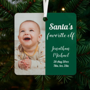 Santa's Favourite Elf Baby Christmas Metal Tree Decoration