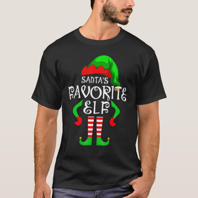 Santa's Favourite Elf Christmas Family Matching Co T-Shirt (Front)